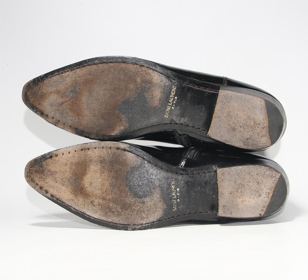 ク*ン様 サンローランパリ ショートブーツ 442221 黒 ブラック エナメル