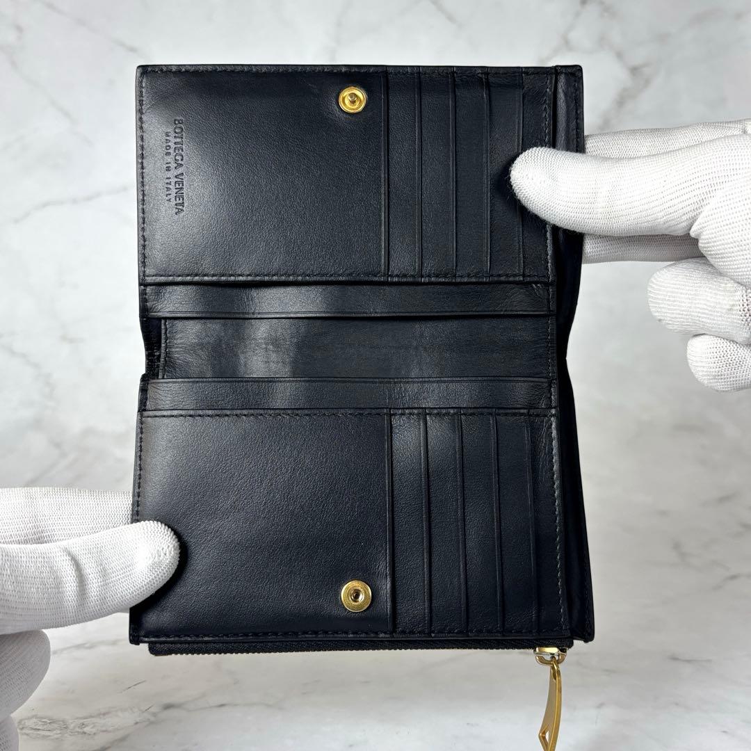 BOTTEGA VENETA ブラック 二つ折り 財布 イントレチャート