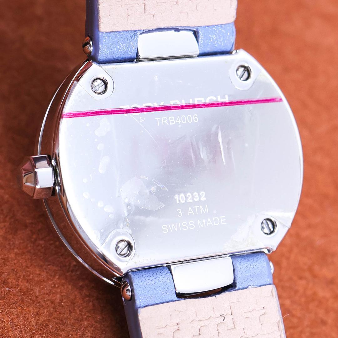 稼働 TORY BURCH 腕時計 ラウンド カーフレザー ロゴ文字盤 1908