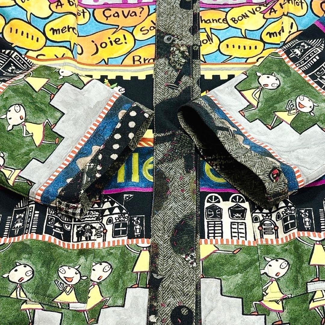 極美品✨アルベロベロ　リバーシブル　スプリングコート　ぶたさん　総柄　ノーカラー