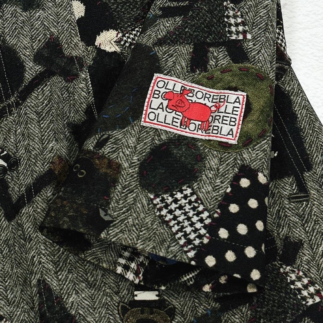 極美品✨アルベロベロ　リバーシブル　スプリングコート　ぶたさん　総柄　ノーカラー