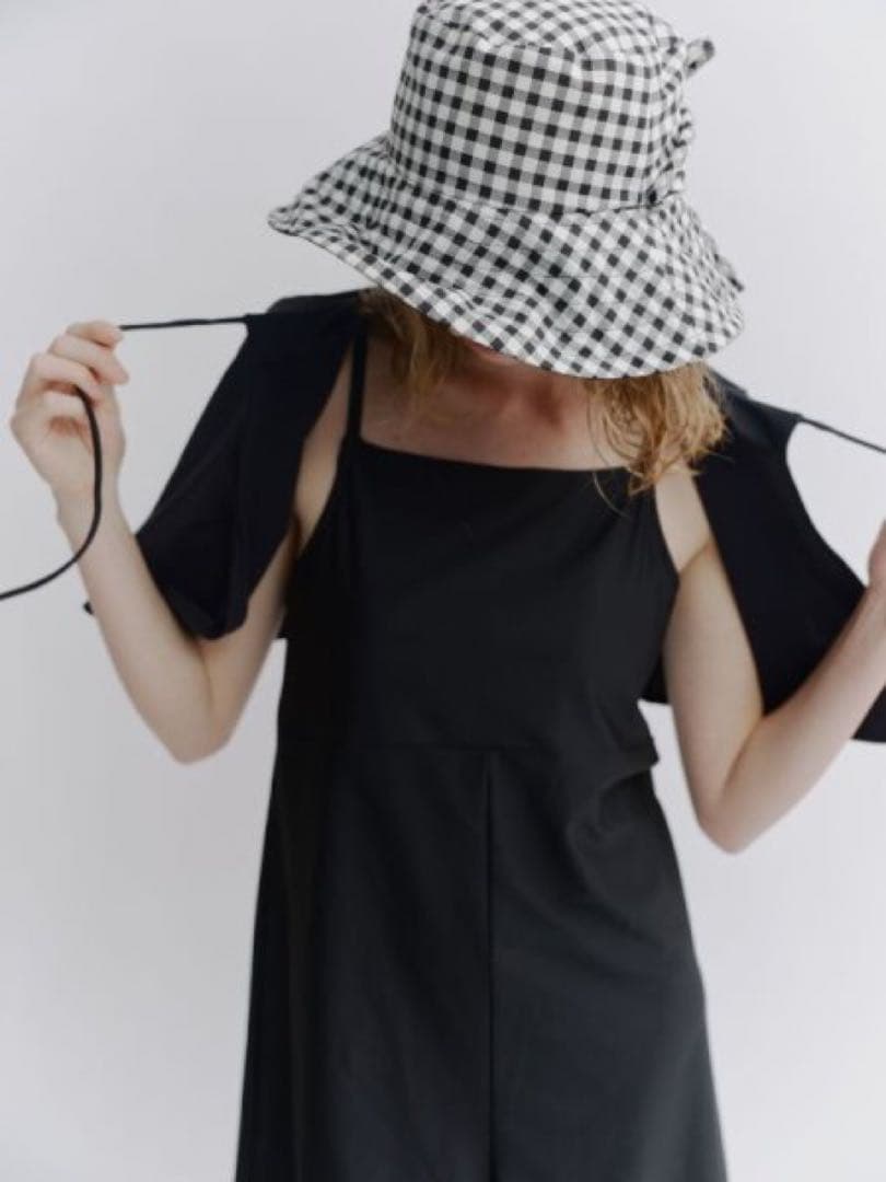 アウトドアハット ブラック ギンガムチェック