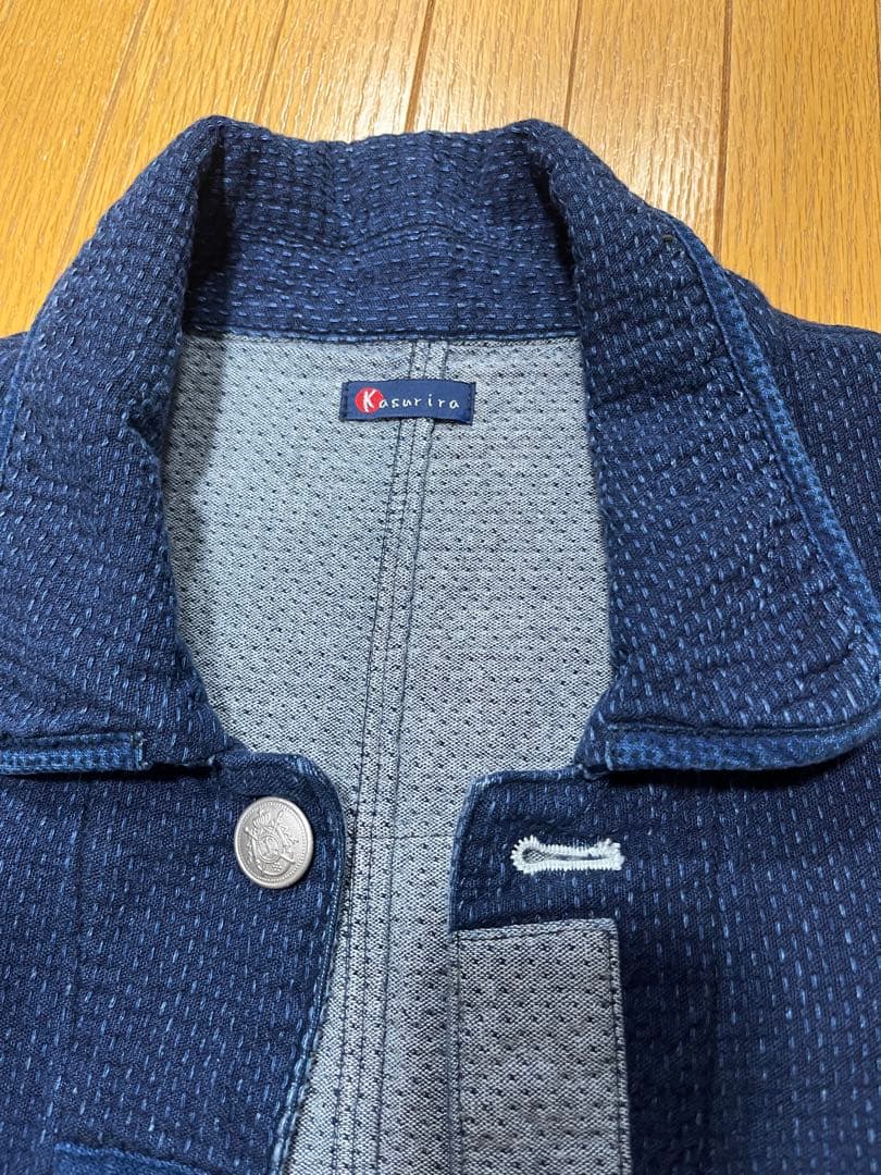 kasurira カスリラ ジャケット デニム コート 藍色 絣 カバーオール