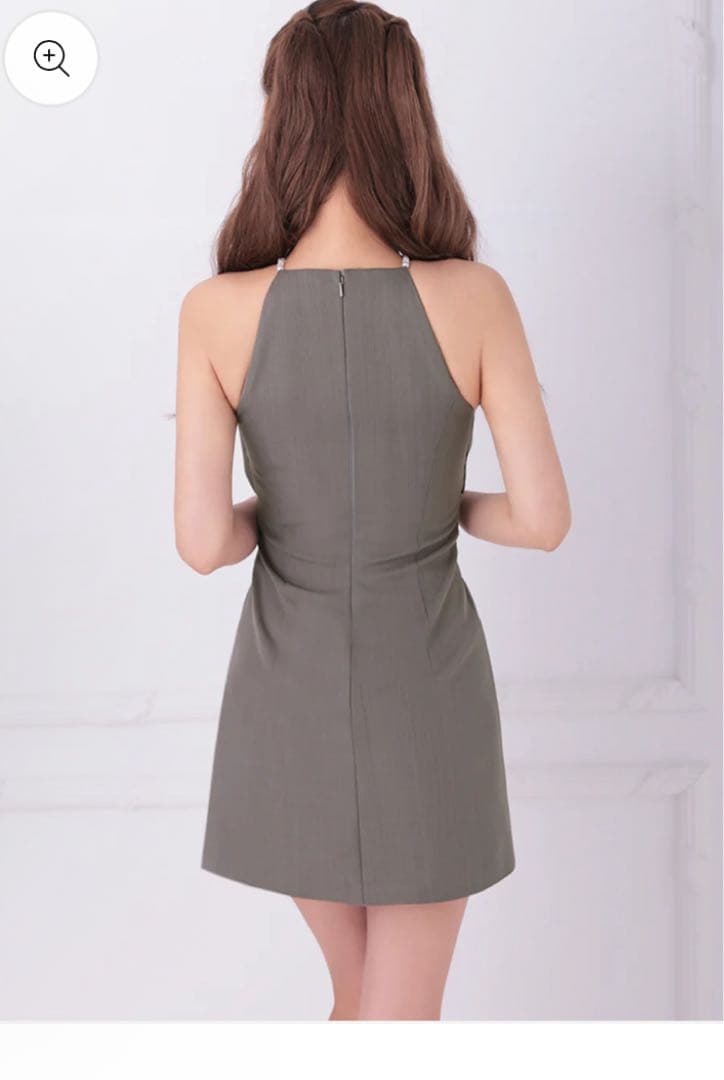 グレー フリル付きストラップレスドレス Sサイズ