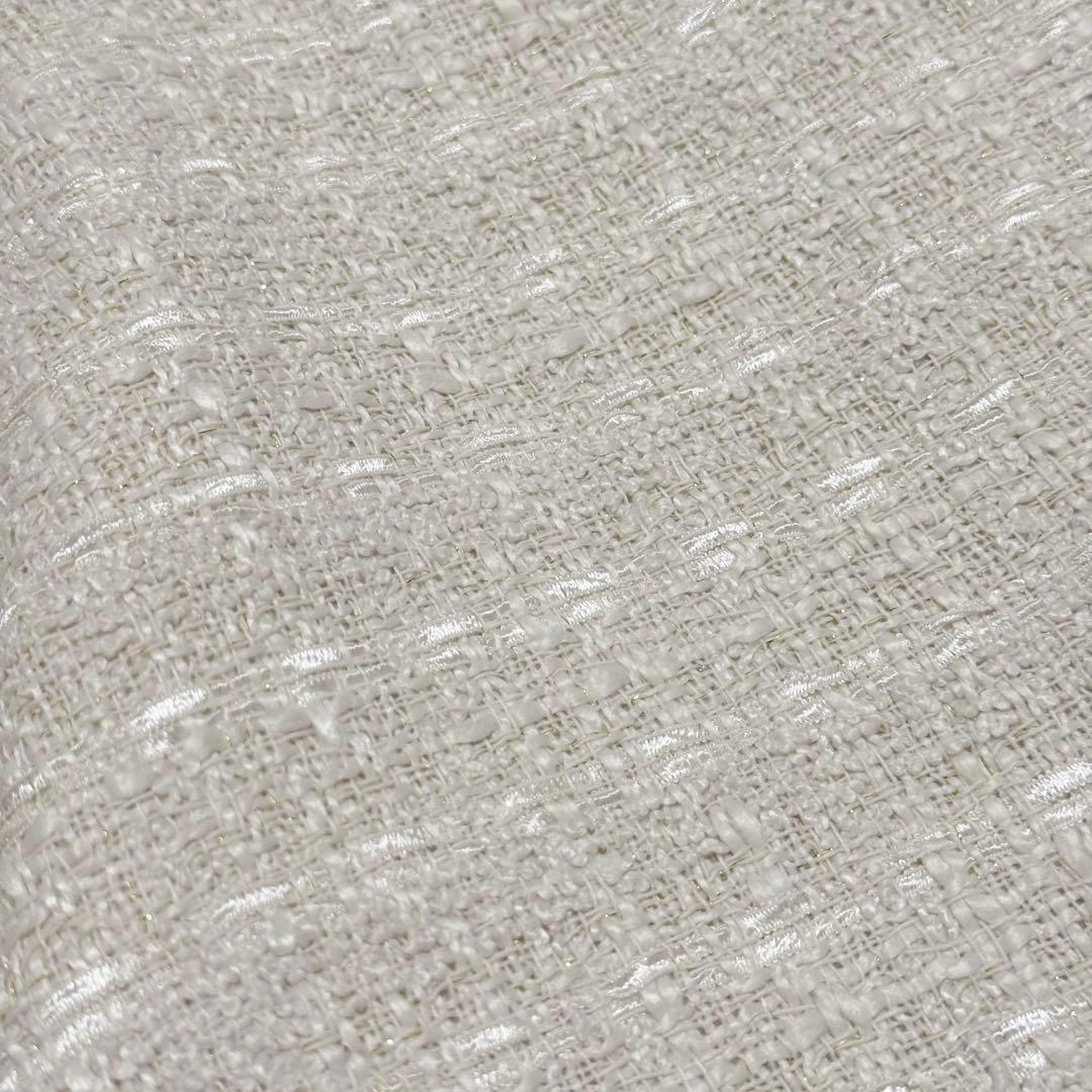 美品　シップスエニィ　ツイードパフスリーブショートジャケット　ノーカラー　金釦