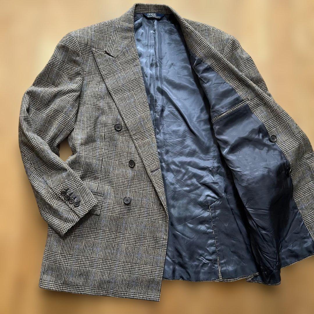 【USA製】90s ポロラルフローレン ダブルジャケット グレンチェック
