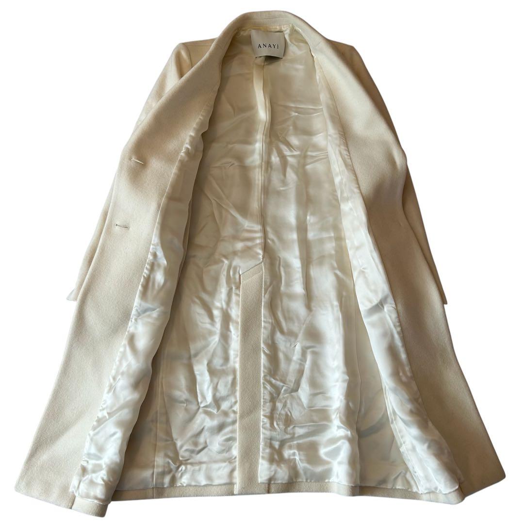 ♡ANAYI♡アナイ　メルトンチェスターコート　ロングコート　アイボリー36