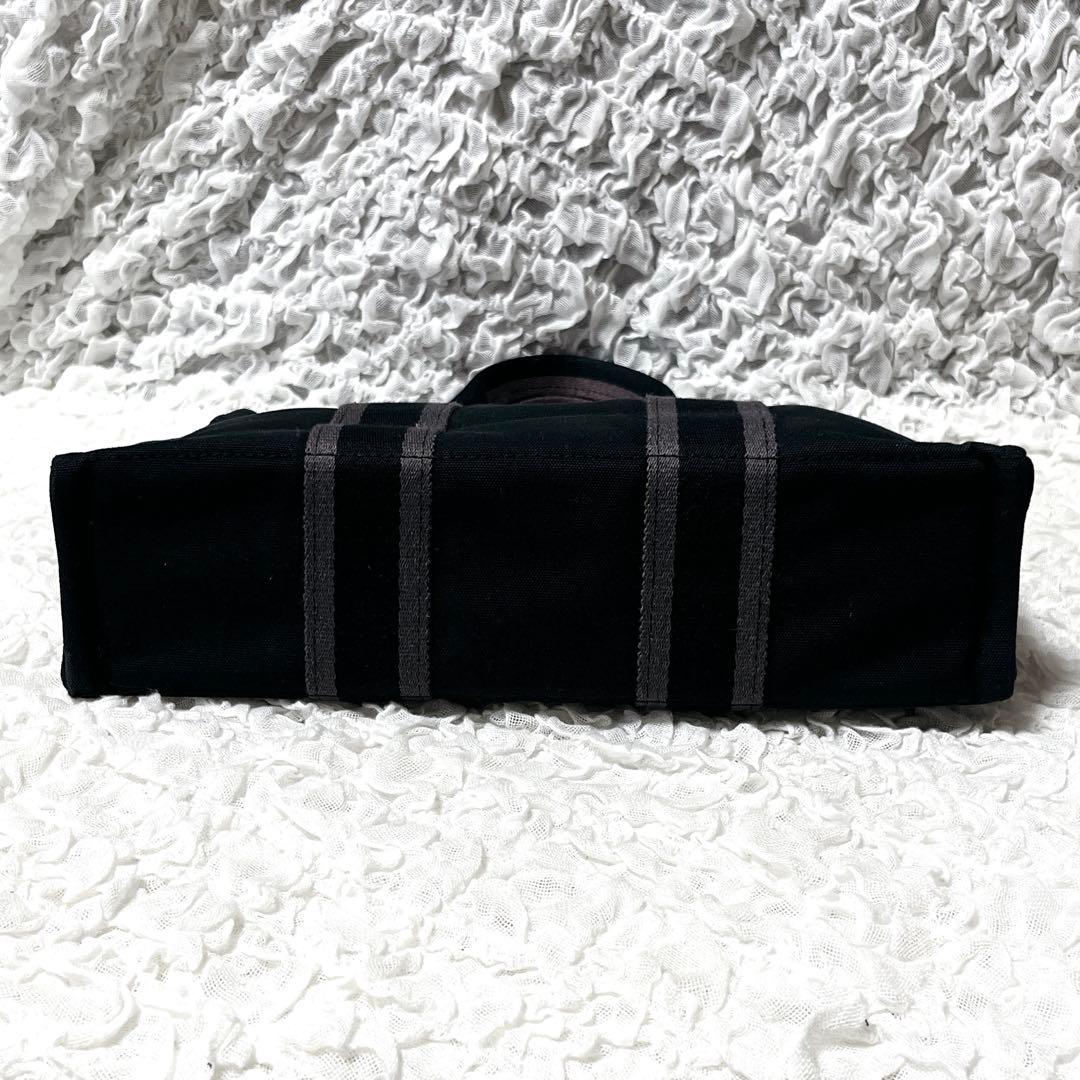 美品✨フールトゥPM エルメス　トートバッグ　キャンバス　黒　ストライプ