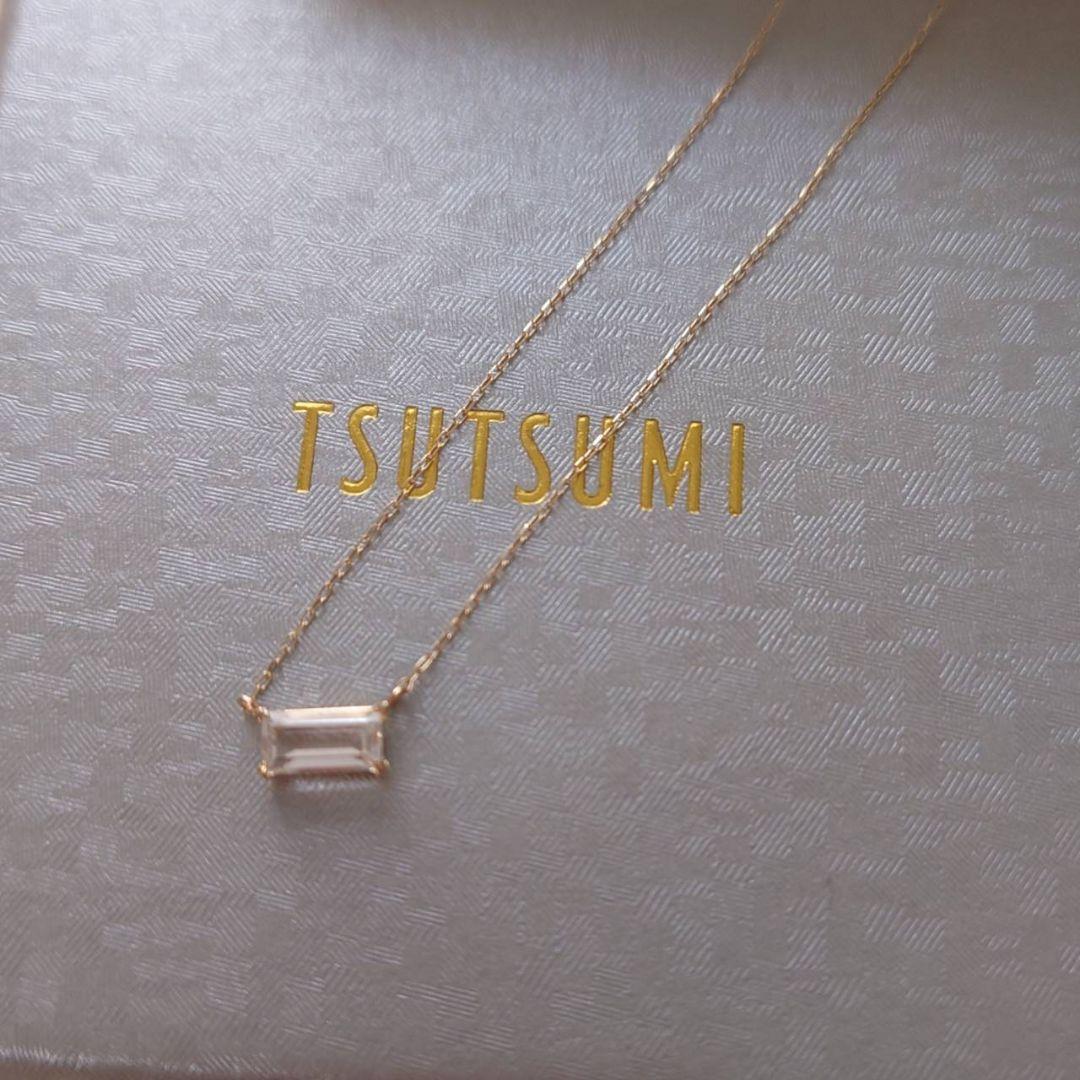 未使用　ツツミ　ホワイトトパーズ　ネックレス　スクエア　K10