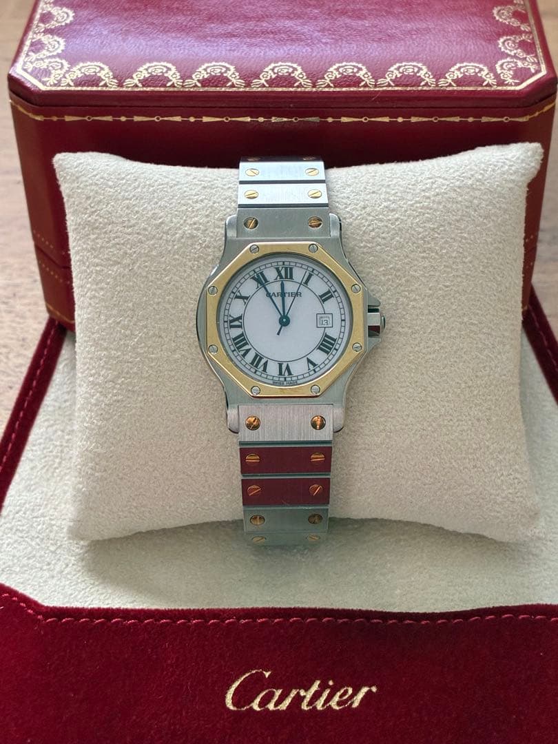 Cartier カルティエ　サントス　オクタゴン　ホワイト文字盤　自動巻き