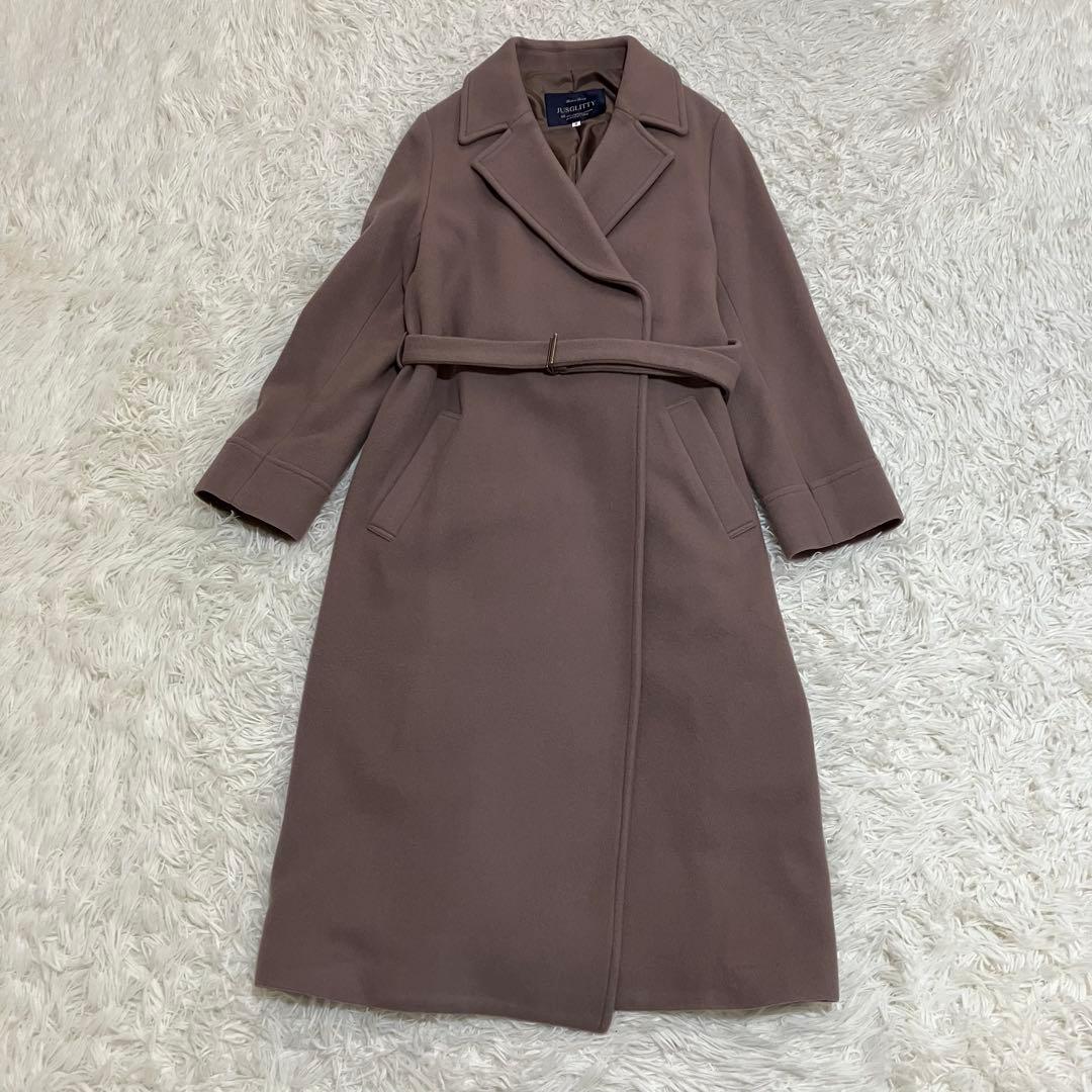 ジャスグリッティー ベルテッドロングコート ピンク アンゴラ ２