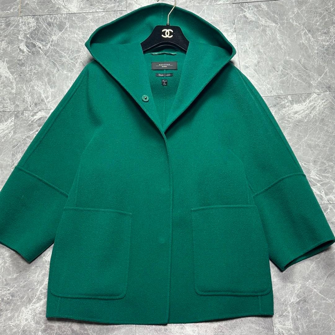 マックスマーラ♡クチートアマーノ　フード　リバーコート　グリーン　40