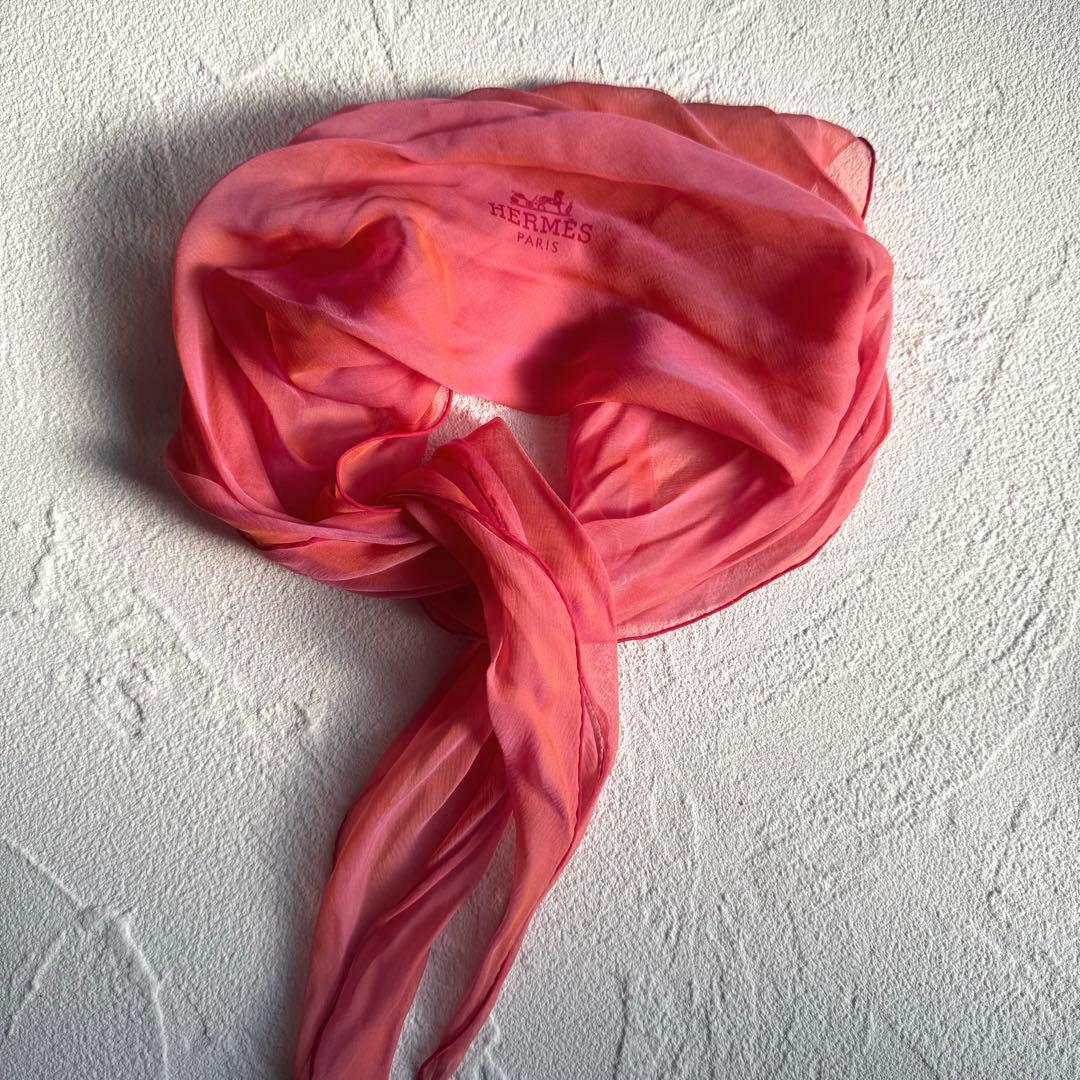 HERMES エルメス シフォンスカーフ 菱形 シルク シースルー オーガンジー