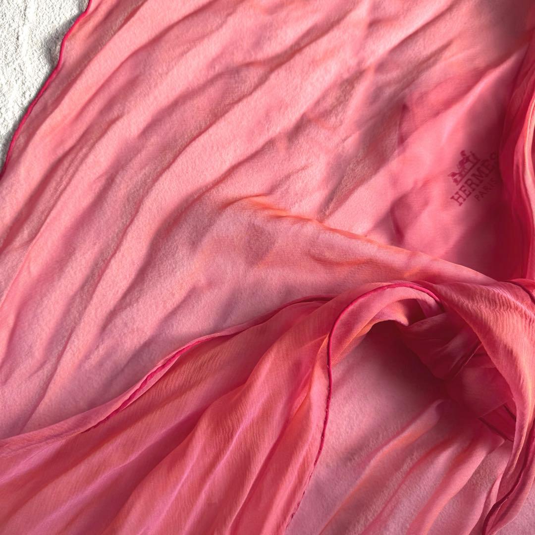 HERMES エルメス シフォンスカーフ 菱形 シルク シースルー オーガンジー