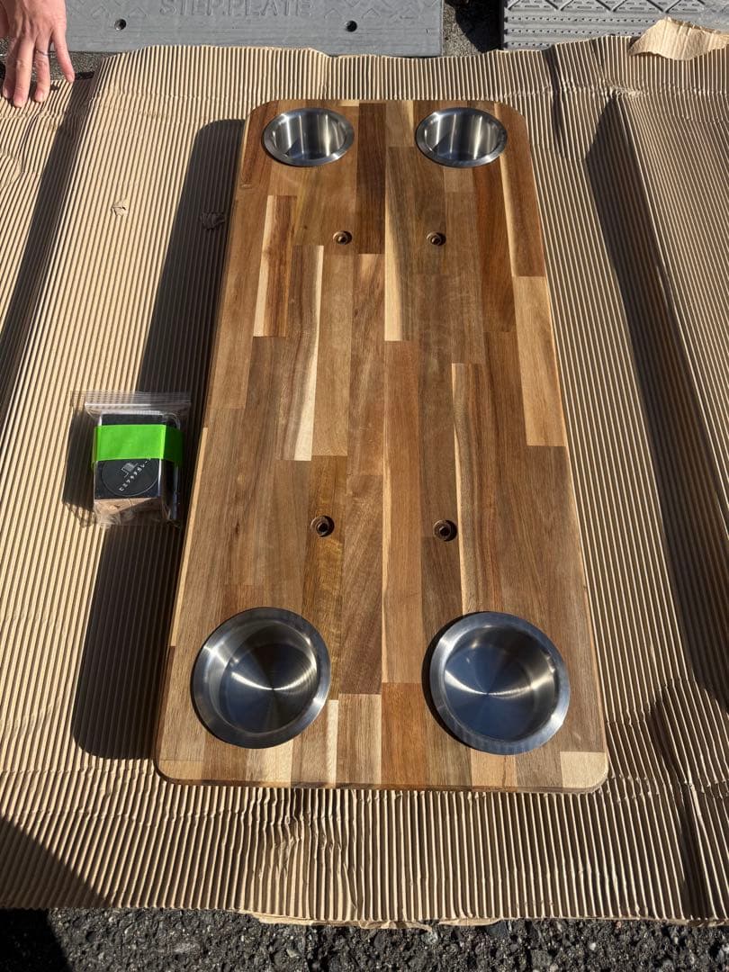 木製センターコンソールテーブル 4カップホルダー付き