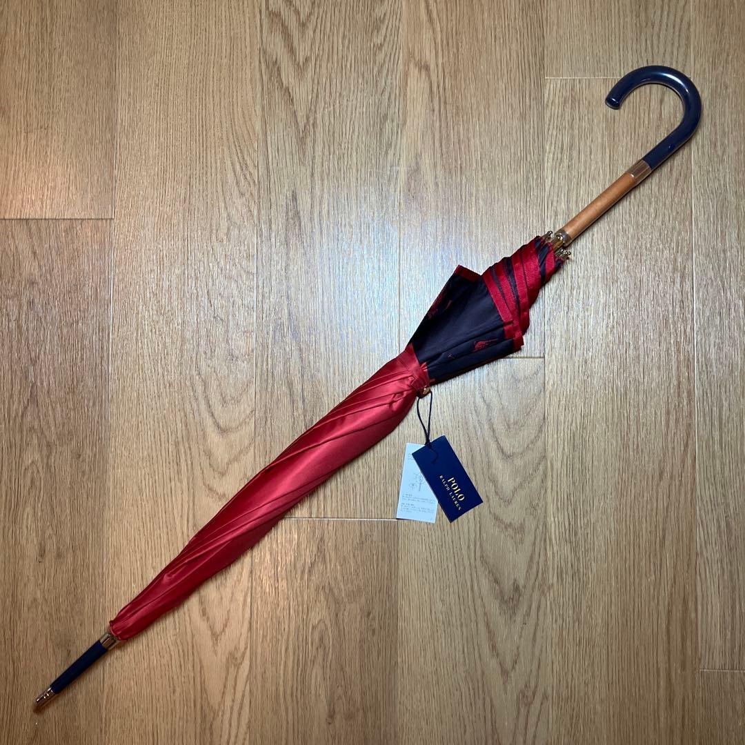 【未使用品】ポロラルフローレン ポロベア バイカラー 長傘 レッド×ネイビー