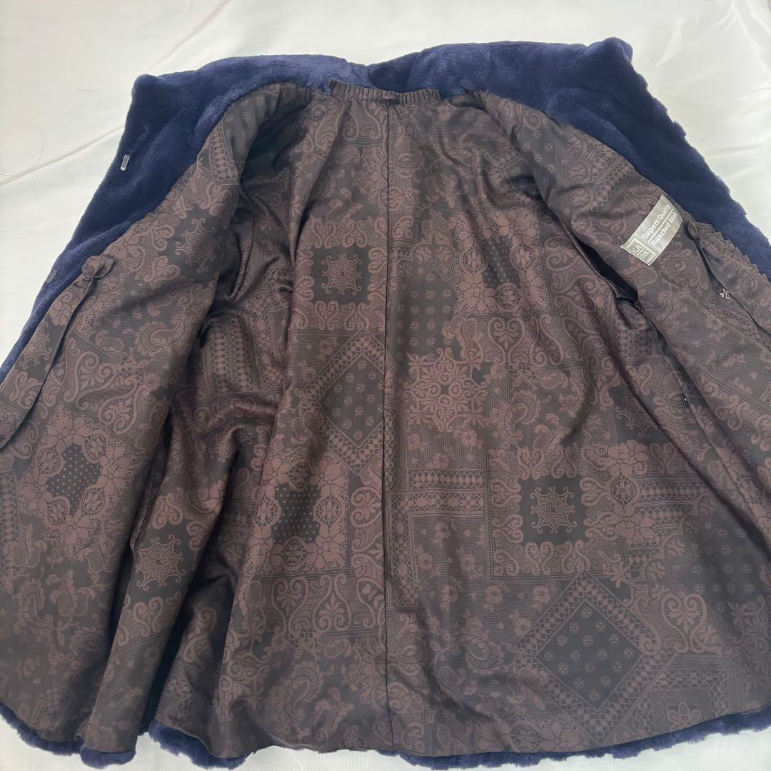 美品 サガミンク シェアードミンク 本革 コート 青