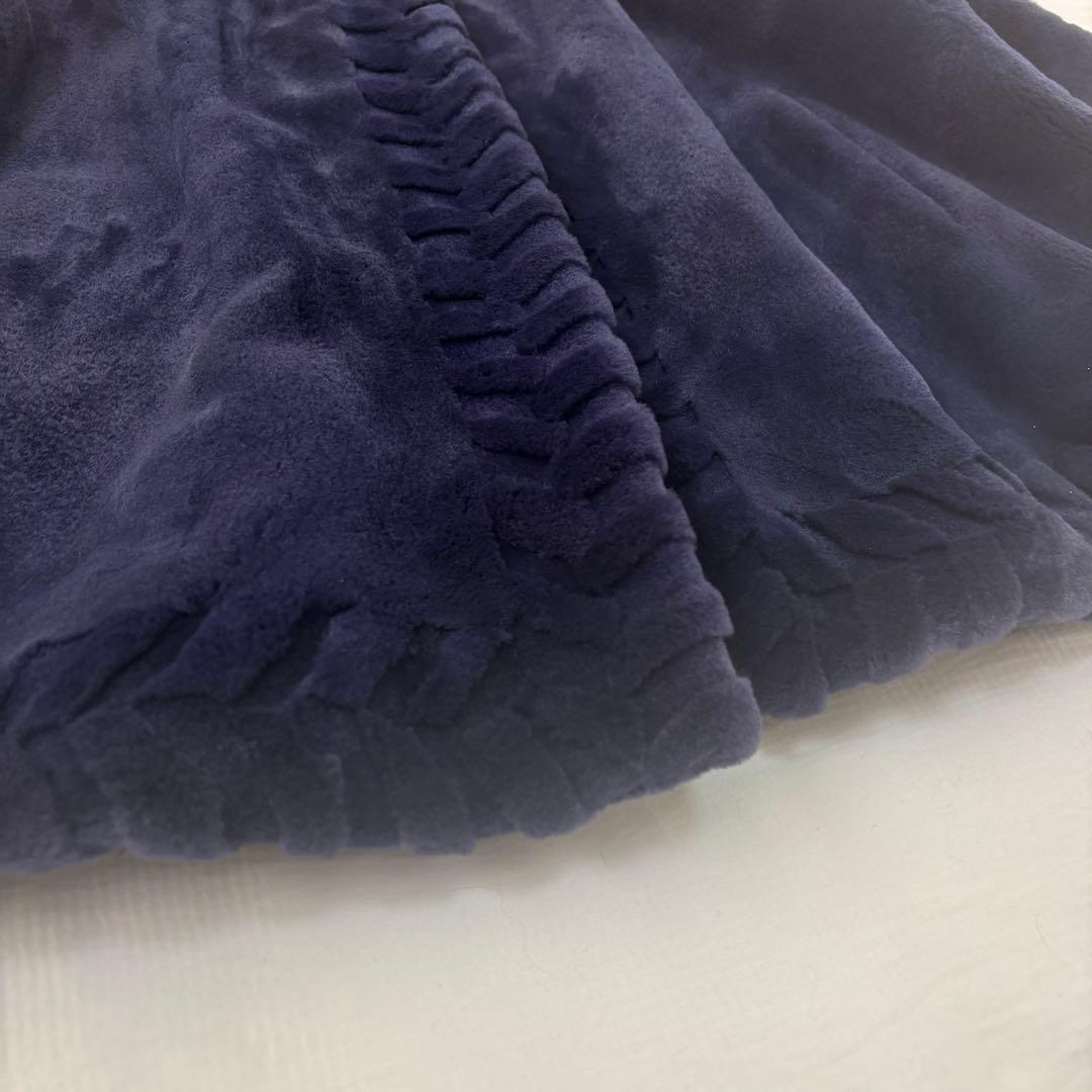 美品 サガミンク シェアードミンク 本革 コート 青