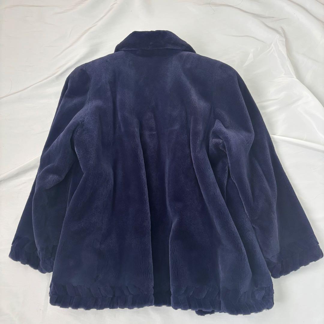 美品 サガミンク シェアードミンク 本革 コート 青