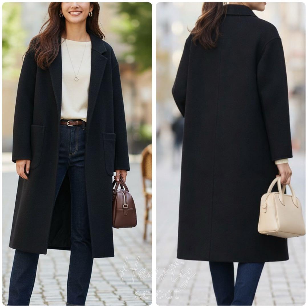 【新品】COLLAGE ガリャルダガランテ／ウールダブルフェイスコート ブラック