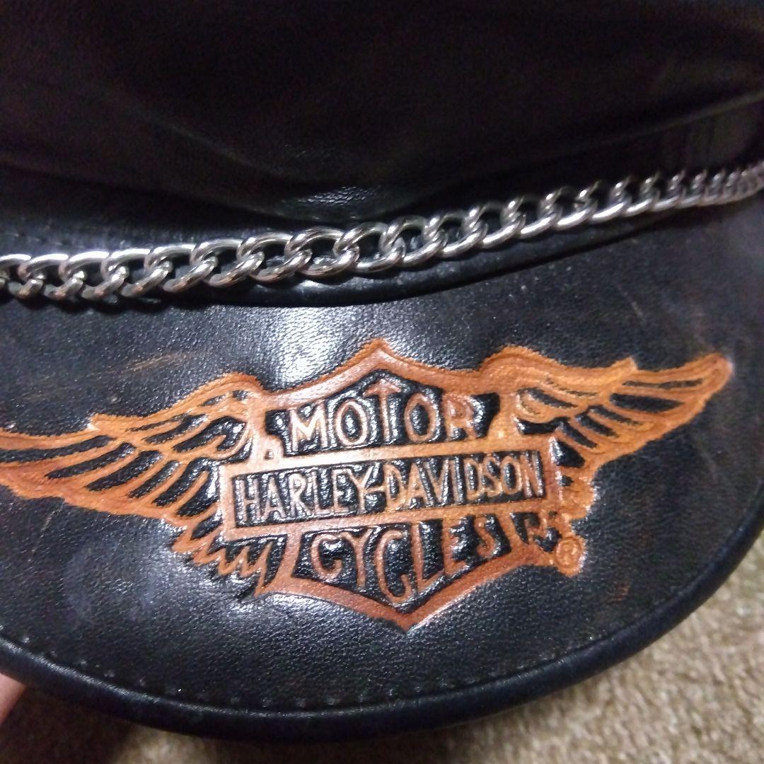 帽子 M HARLEY DAVIDSON 70s Leather Casket