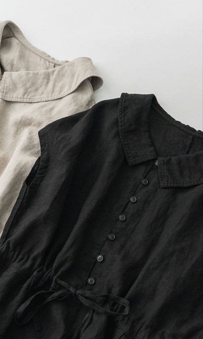 ネストローブ　リネン襟つきサロペット