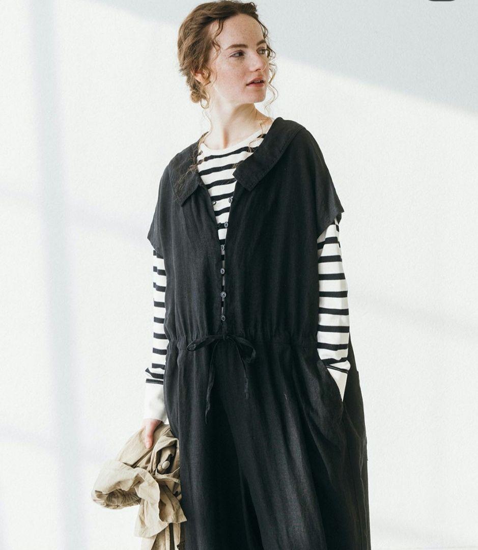 ネストローブ　リネン襟つきサロペット