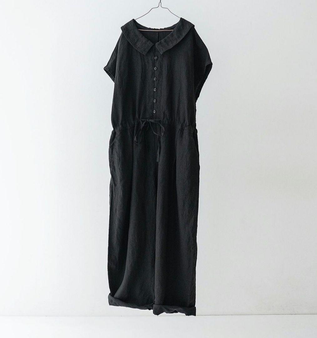 ネストローブ　リネン襟つきサロペット