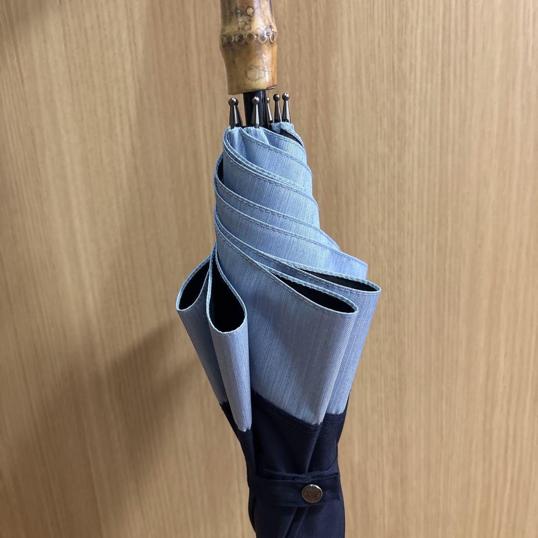 【Rococo】サンバリア100 長傘 Mサイズ コンビ ネイビー 竹手元