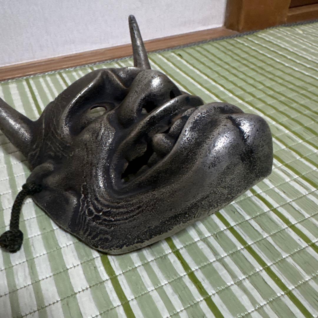 お面　能面　般若　鬼　はんにゃ　伝統工芸　神楽面　壁掛け　置物　角　合金 魔除け