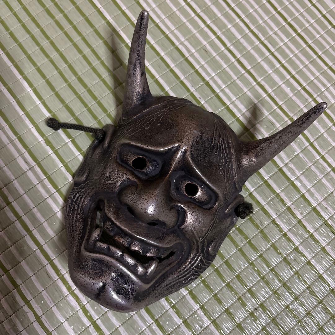 お面　能面　般若　鬼　はんにゃ　伝統工芸　神楽面　壁掛け　置物　角　合金 魔除け