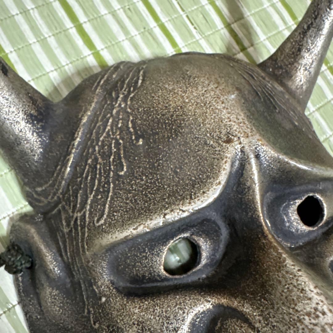 お面　能面　般若　鬼　はんにゃ　伝統工芸　神楽面　壁掛け　置物　角　合金 魔除け