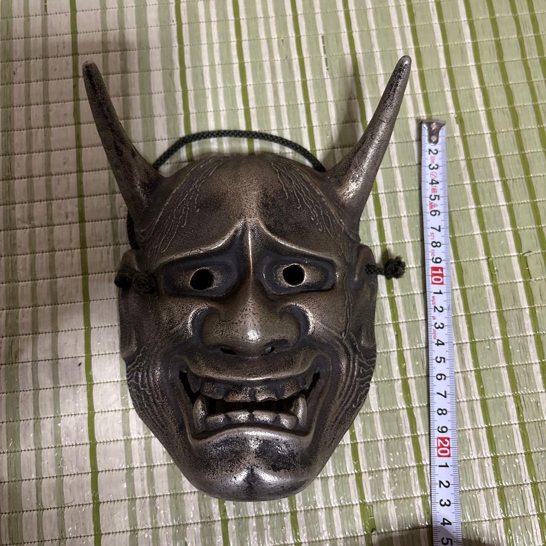 お面　能面　般若　鬼　はんにゃ　伝統工芸　神楽面　壁掛け　置物　角　合金 魔除け
