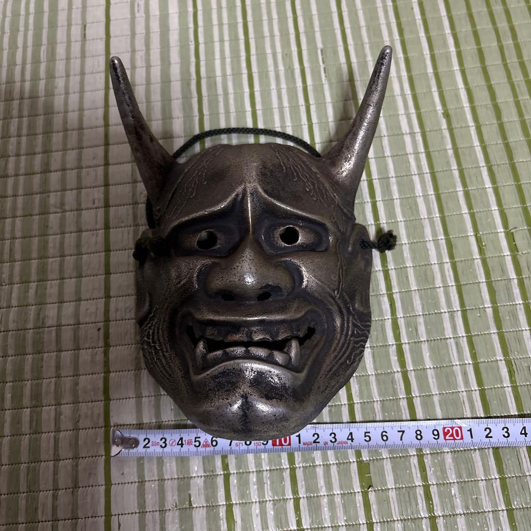 お面　能面　般若　鬼　はんにゃ　伝統工芸　神楽面　壁掛け　置物　角　合金 魔除け