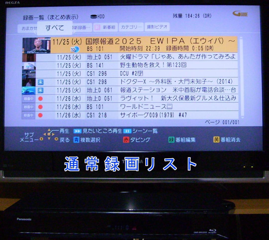 Panasonic DIGA ブルーレイレコーダー DMR-BRX2020