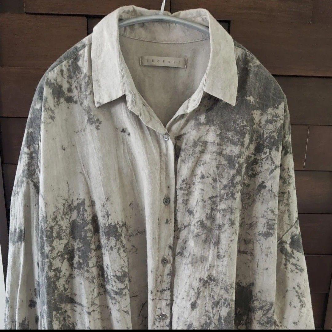 IROFUSI イロフシ 遊墨 シャツワンピース ゆったり コットンガーゼ