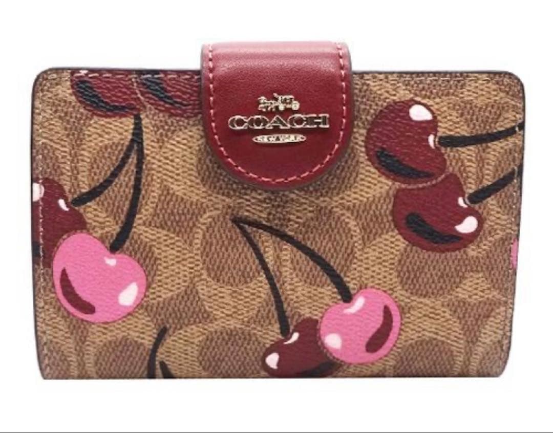 COACH 二つ折り財布 シグネチャー チェリー柄 CZ342