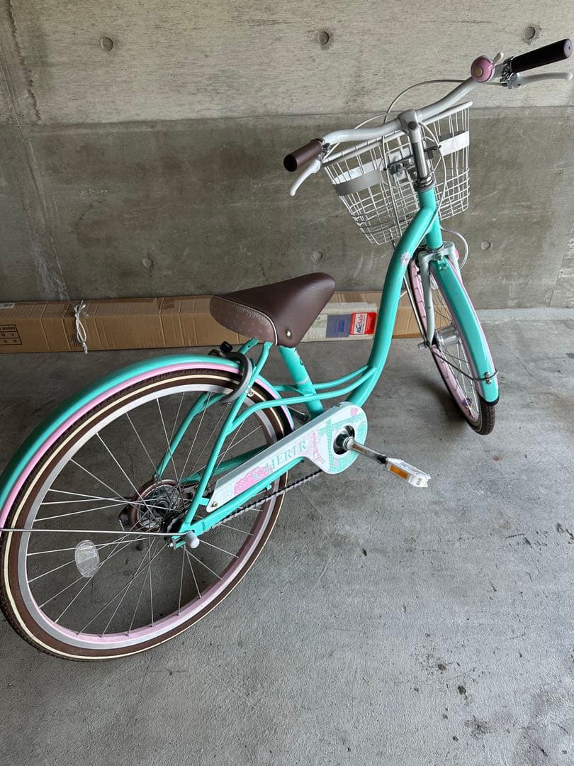 超美品 自転車 22インチ 女の子 ミントグリーン
