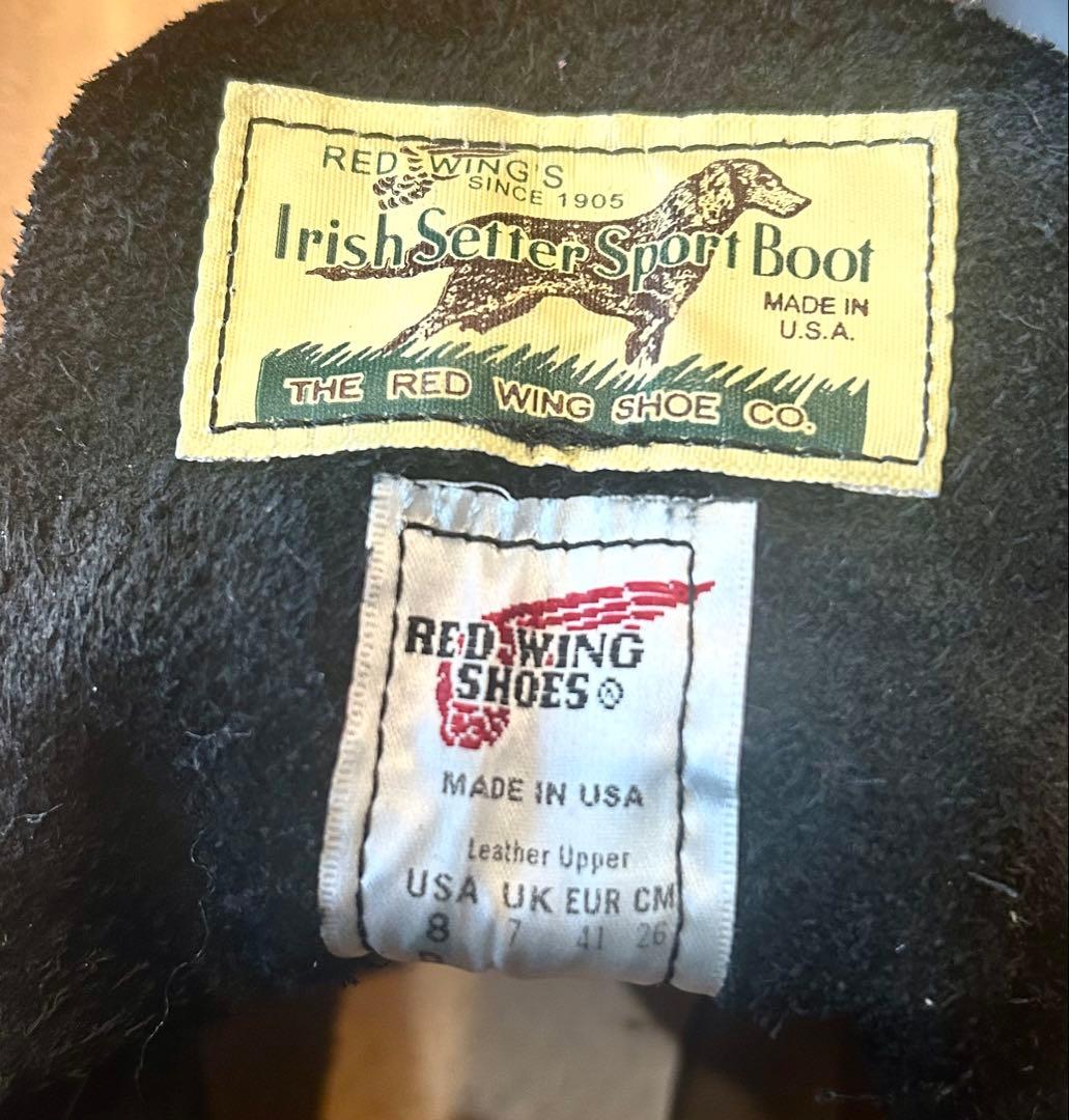 8D犬タグ復刻20年レッドウィング 8165アイリッシュセッターブラックプレーン