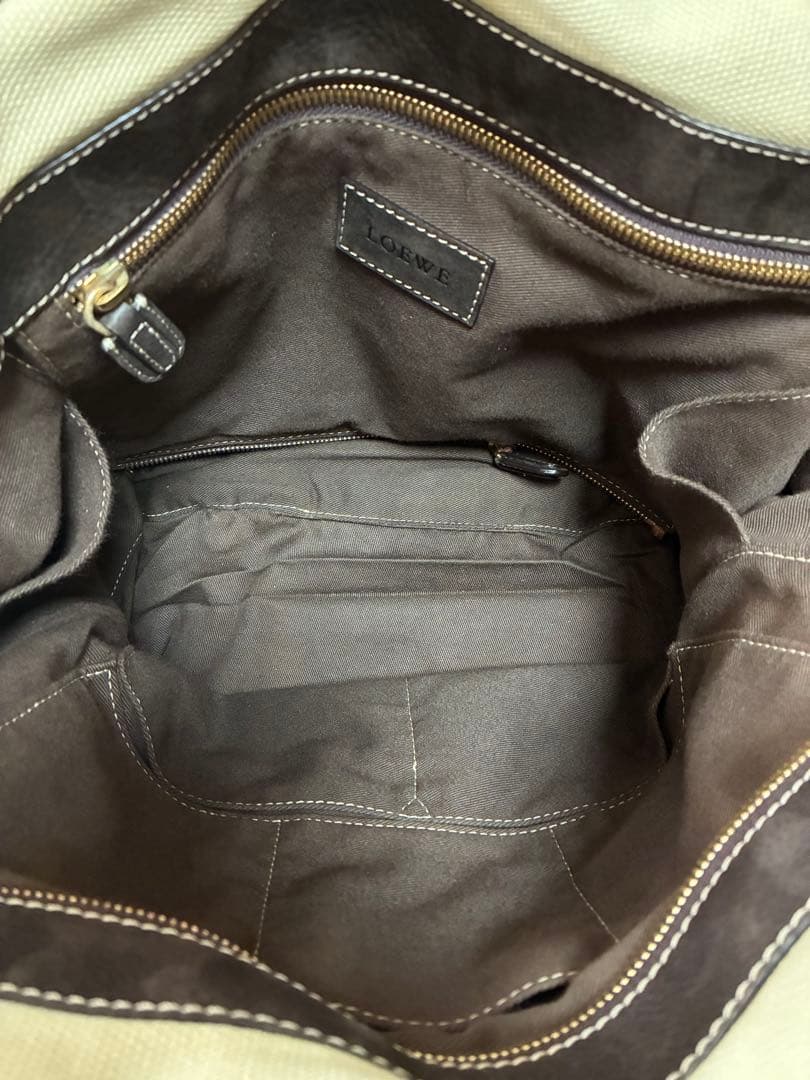 LOEWEトートバッグ2WAYショルダー キャンバス/レザー