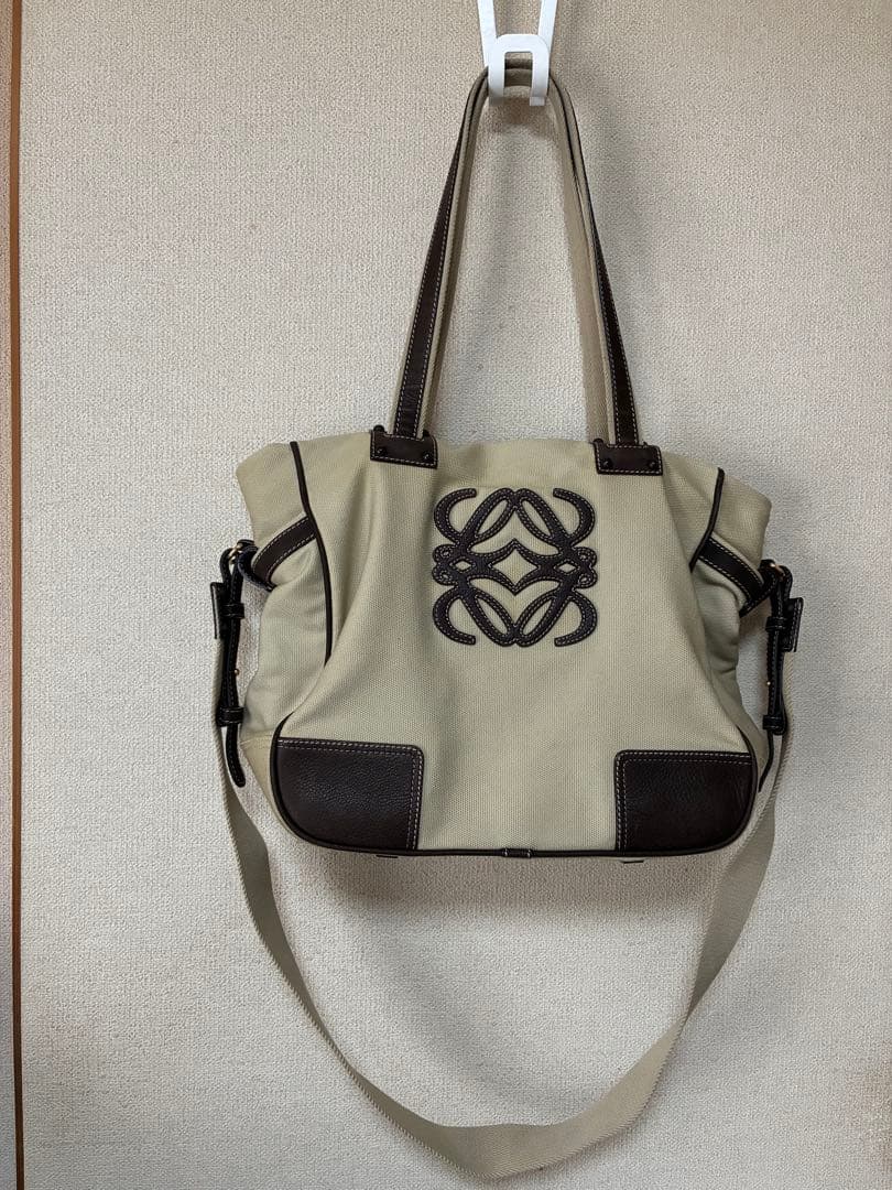 LOEWEトートバッグ2WAYショルダー キャンバス/レザー