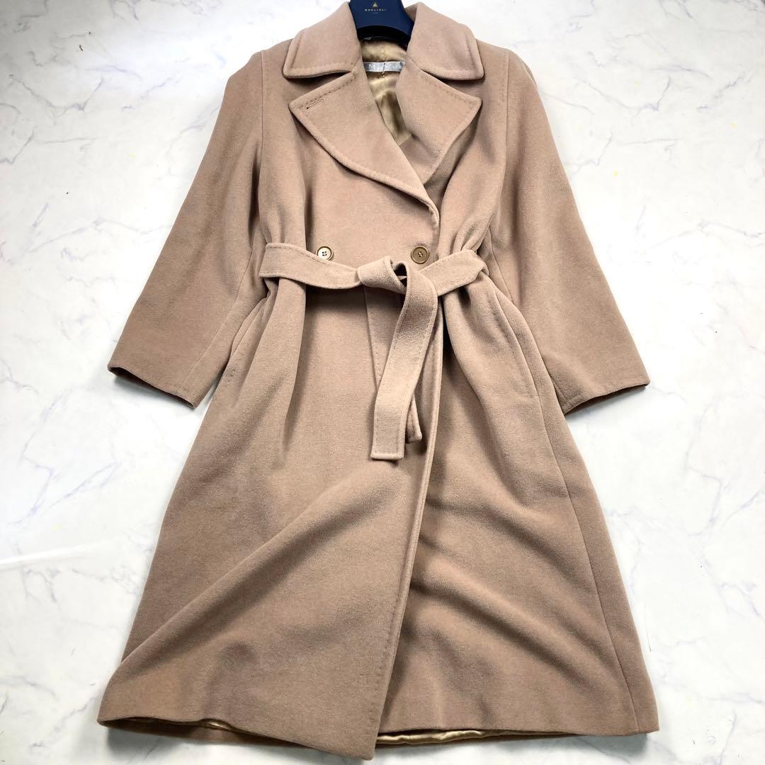 MaxMara 銀タグ ダブル アンゴラ ウール ロングコート キャメル 42
