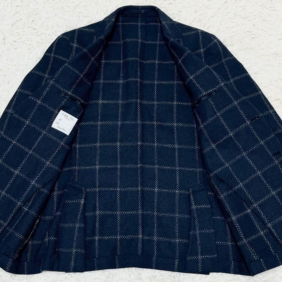 極美品　L.B.M.1911 テーラードジャケット　チェック　ウール　紺