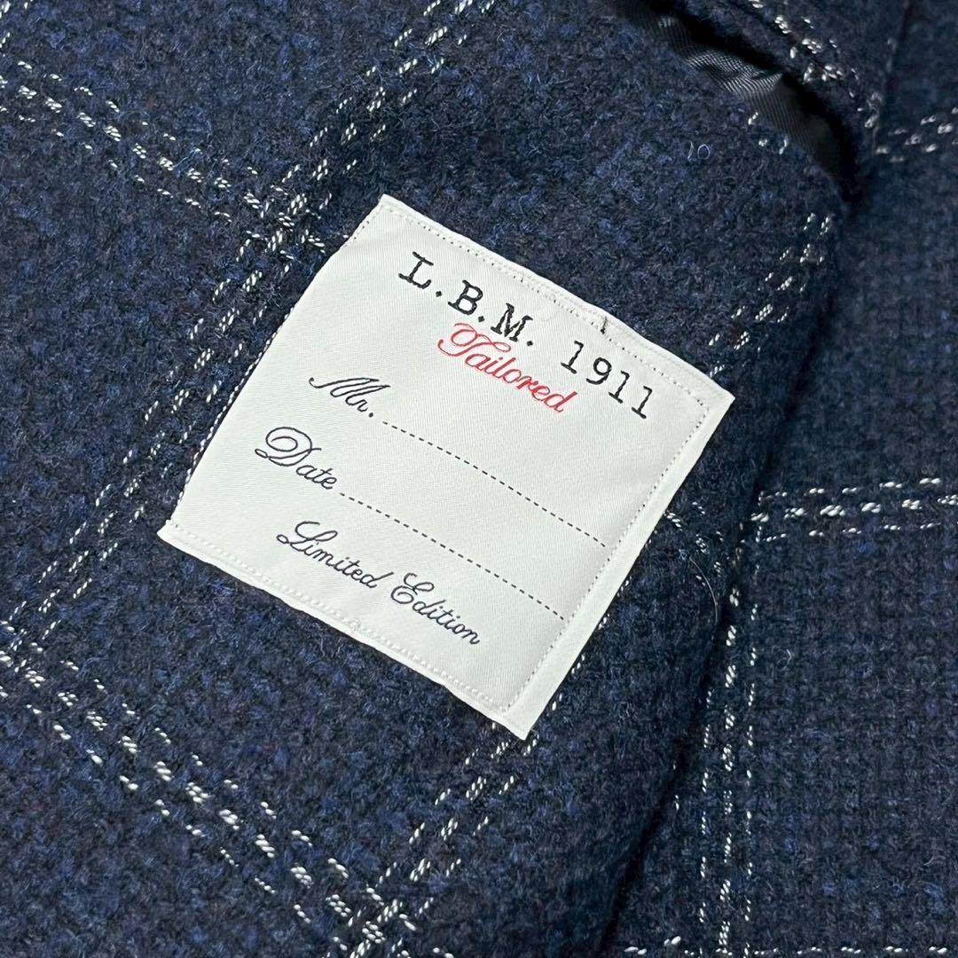 極美品　L.B.M.1911 テーラードジャケット　チェック　ウール　紺