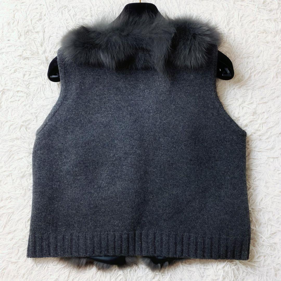 値下げ中1未使用級 ダーマコレクション 高級 フォックスファー ベスト グレー