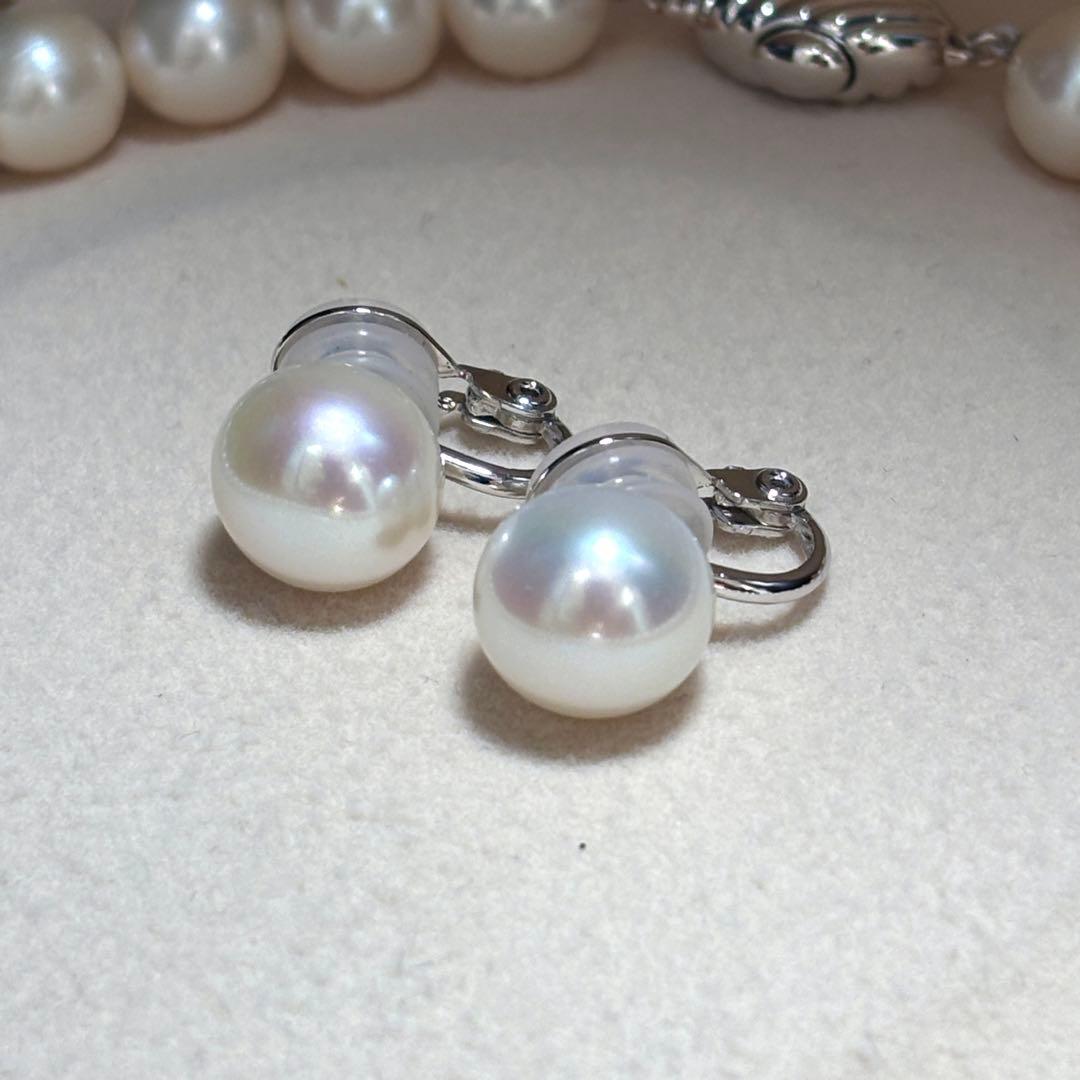 超大珠✨　パール　ネックレス　イヤリング　9.4-10.1 本真珠　SILVER