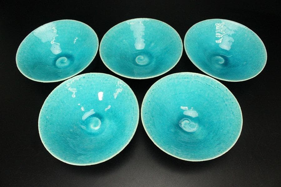 料理器 トルコ青 向付 小碗 義隆作 共箱(LC779)