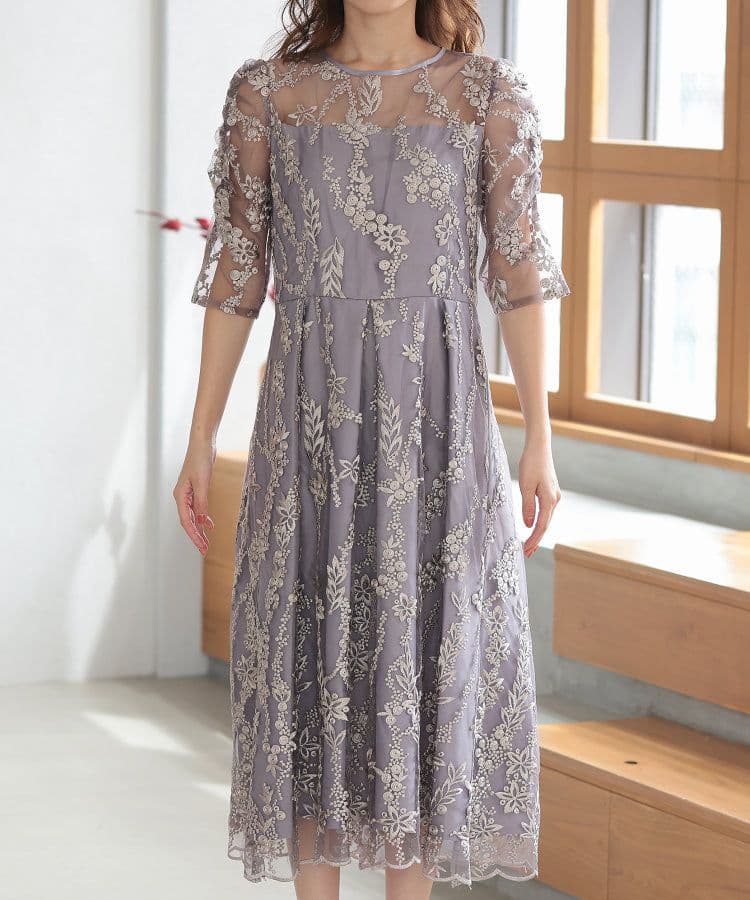 未使用 ハレモード シルバーグレー色系 Mサイズ ドレスワンピース 新品です