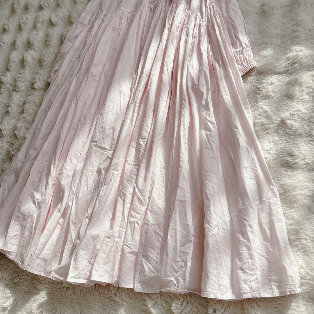 ビアズリー★ギャザーワンピース　ピンク　ロング