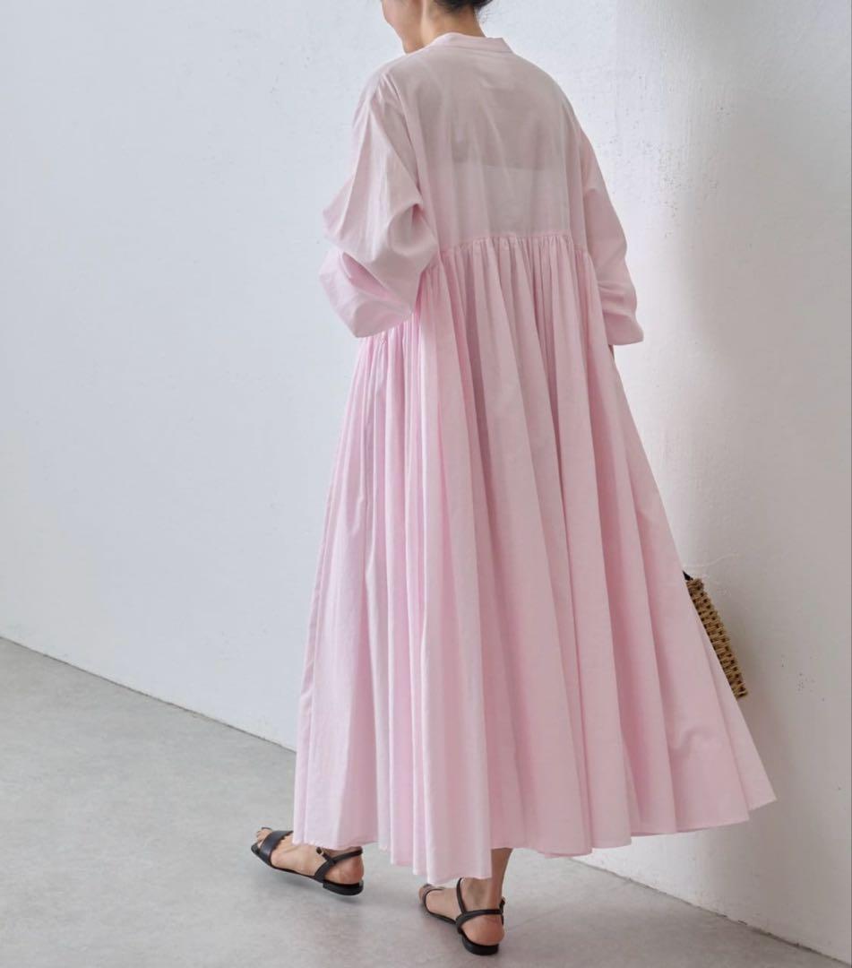 ビアズリー★ギャザーワンピース　ピンク　ロング